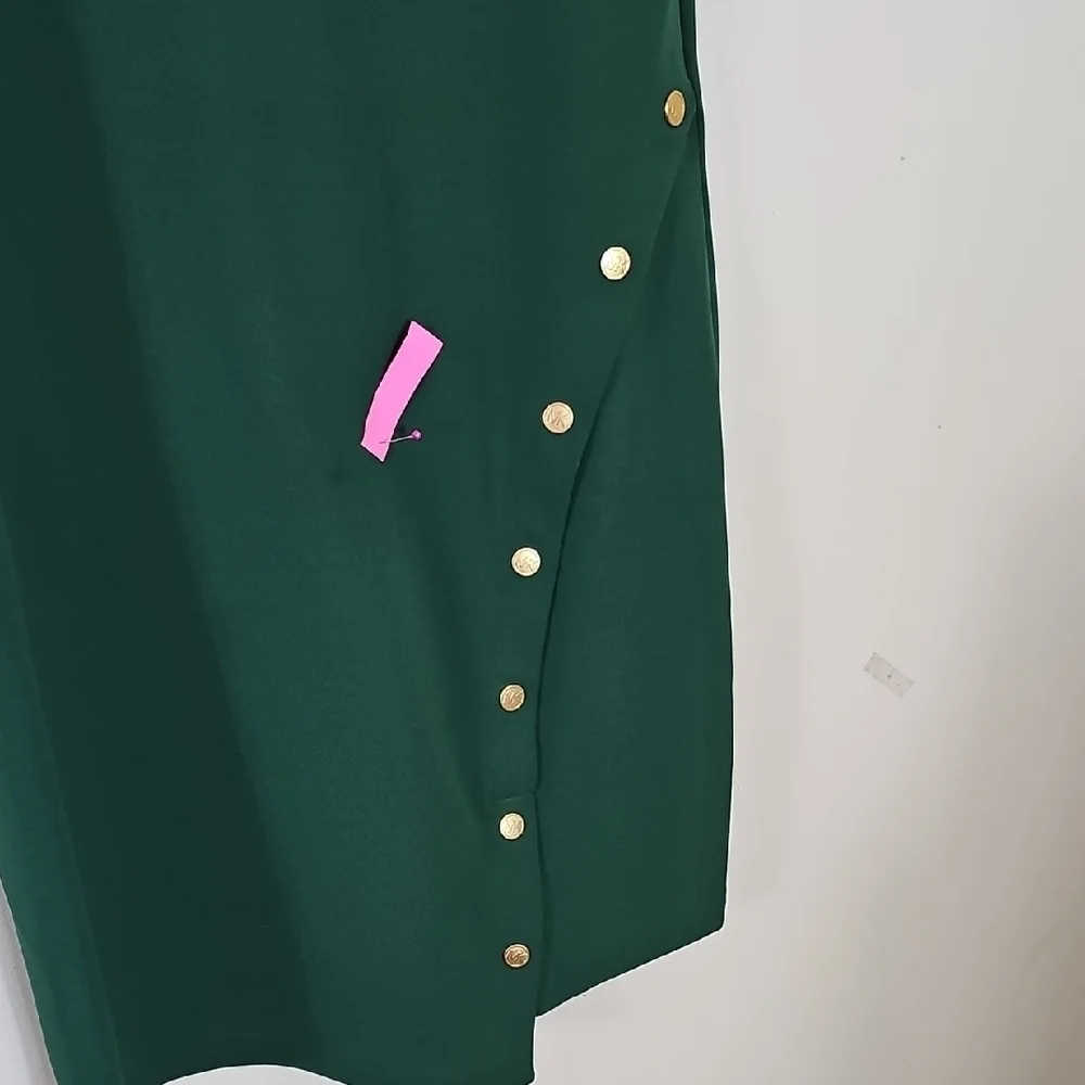 Michael Kors Green Mini Dress with Gold Accents